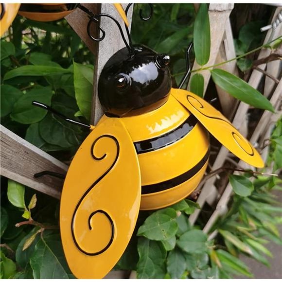 Metal Wall Art, 4PCS Metal Bumble Bee Wall Decor, 3D Hanging Decorations - Picture 3 of 6